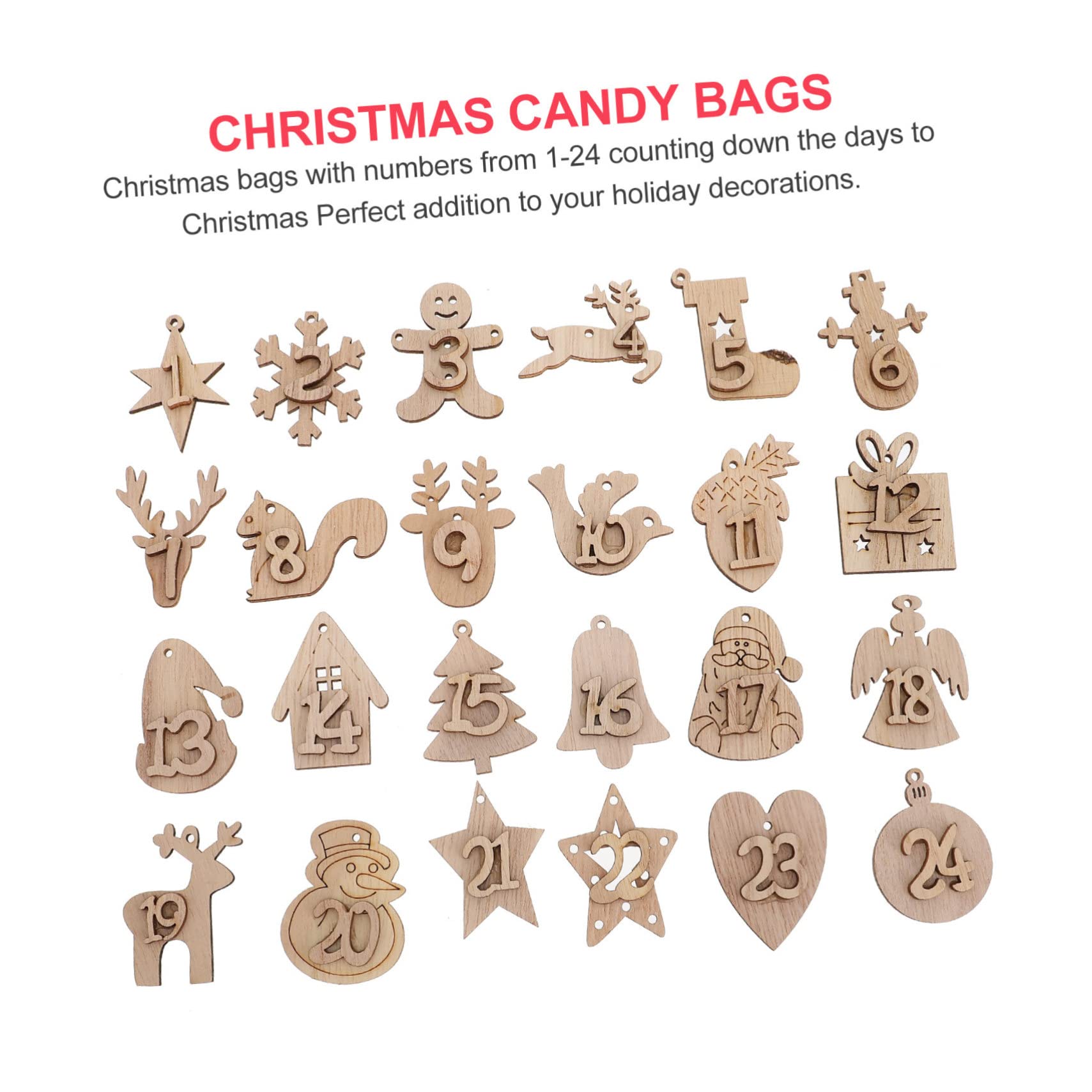 Adventskalender Säckchen mit Kordelzug Geschenktüten für Weihnachtsgeschenkbehälter Aufbewahrungstüten für Geschenke