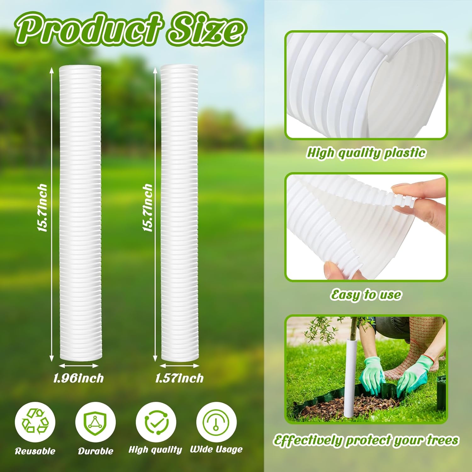 Menkxi 20 Pcs Tree Trunk Protectors from Deer Tree Wraps to Protect Bark Grow Tubes for Saplings Corrugated Guards Covers from Animals Rodents Mowers(15.7 x 2", 15.7 x 1.5",White)