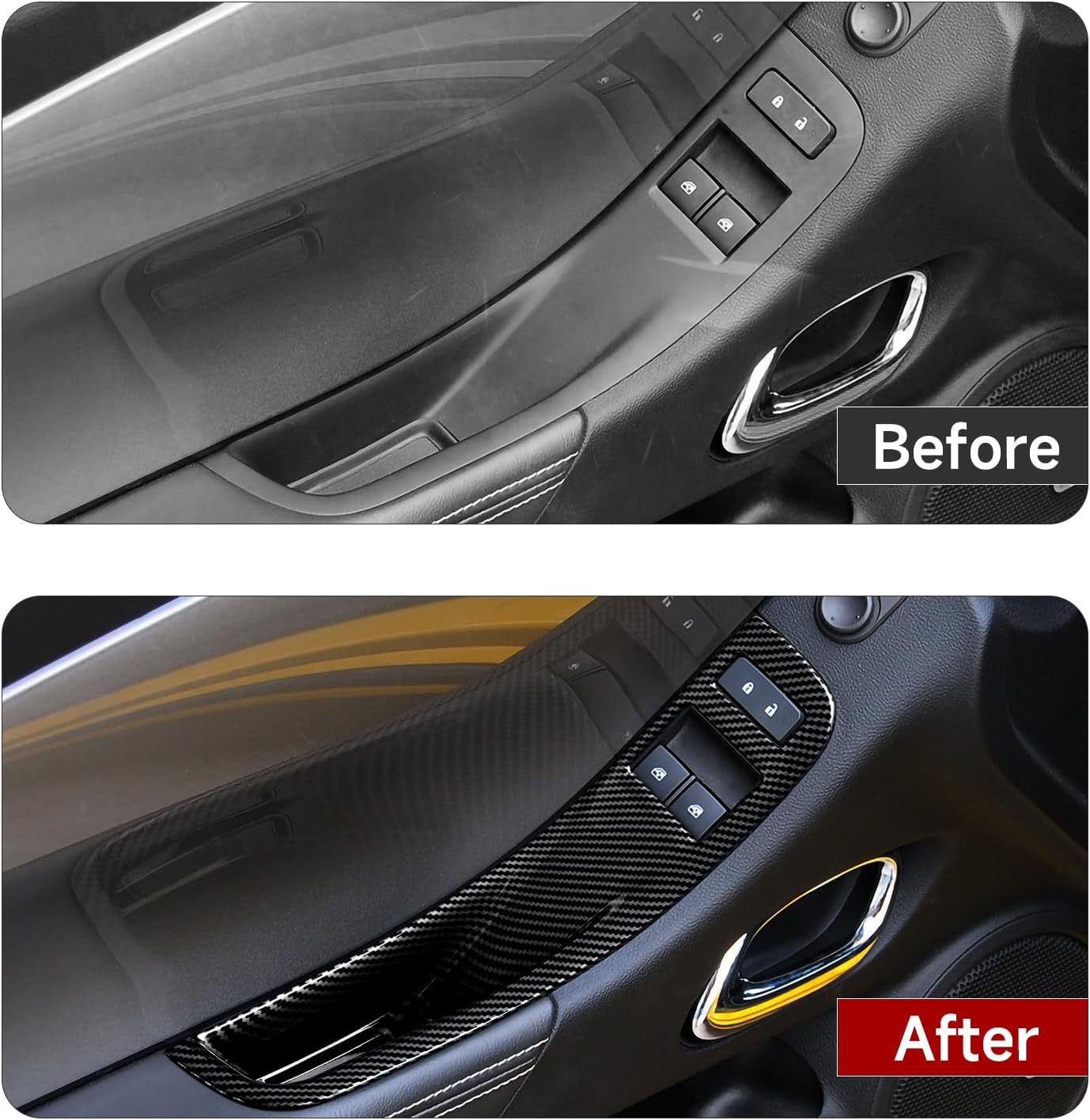 Car Window Lift Switch Sticker ABS Carbon Fiber Decal Interior Trim Cover for Chevrolet Camaro ZL1 2010 2011 2012 2013 2014 2015 Accessories