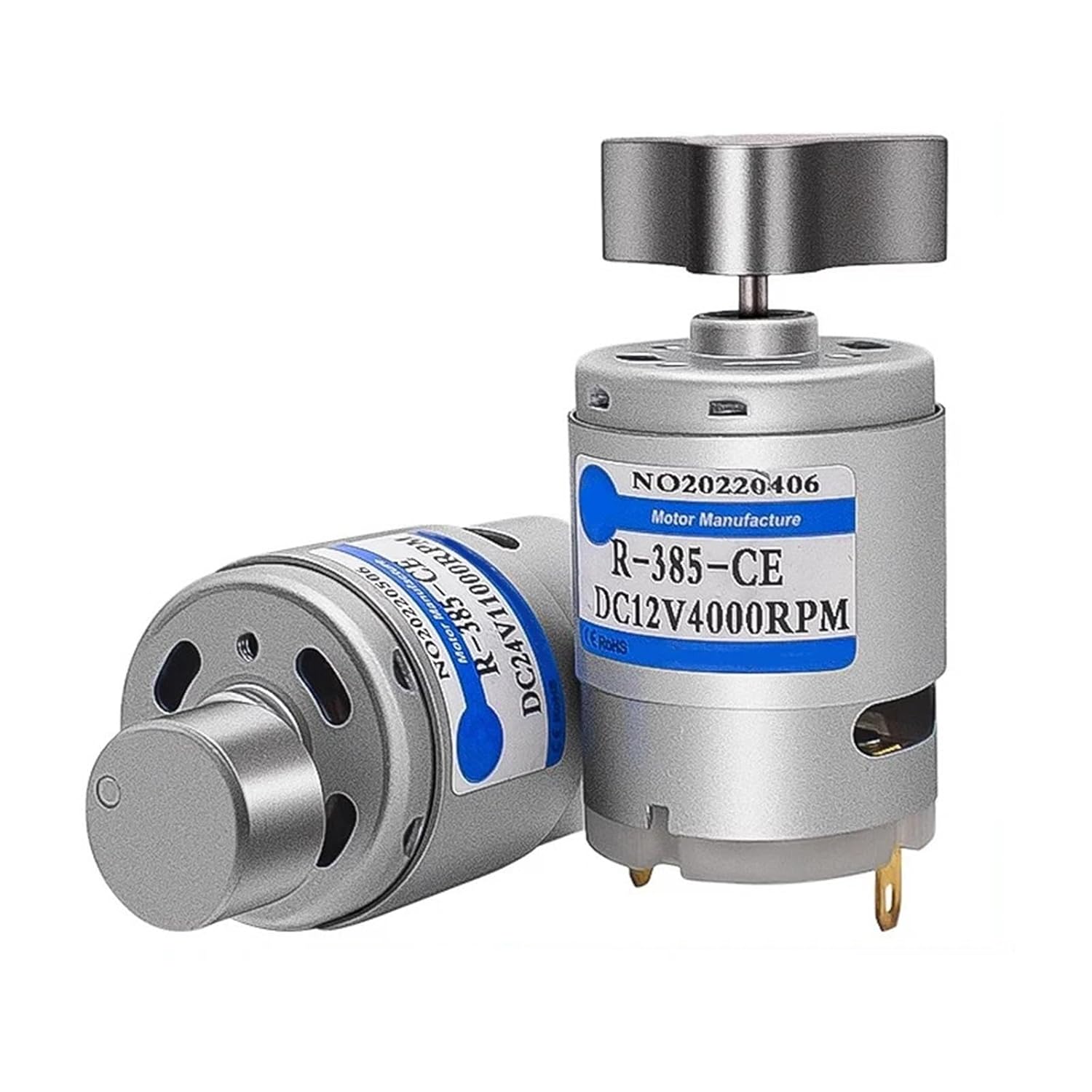 1PCS 385 Single Dual Head Vibrating Motor Kit Miniature DC 12V 24V 4000/8000rpm Massage Round and Sectional(Double Head Round,12V 4000RPM)