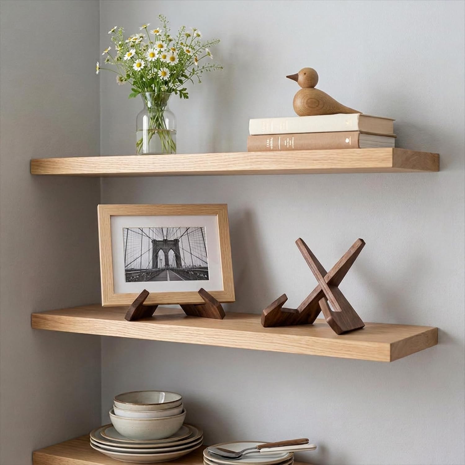 JJUNW Cookbook Stand for Kitchen Counter, Wooden Recipe Book Holder, Rustic Cook Book Holder Stand for Cooking Bible Tablet Display - Rustic Brown