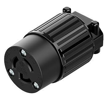 NEMA L7-15R Twist Lock Female Receptacle, ETL Listed 15A 277V Rewireable Cord End Socket, UL94-V0 Fire-Resistant Nylon Copper, Fits 1018AWG SJT/SVT Cord, Black Industrial Connector