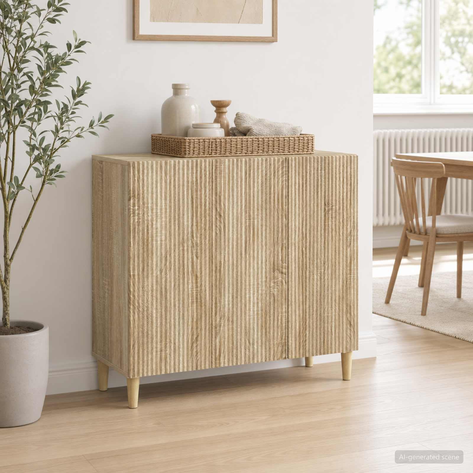vidaXL Aparador Roble Sonoma 89 x 34,5 x 80 cm Madera de Ingeniería