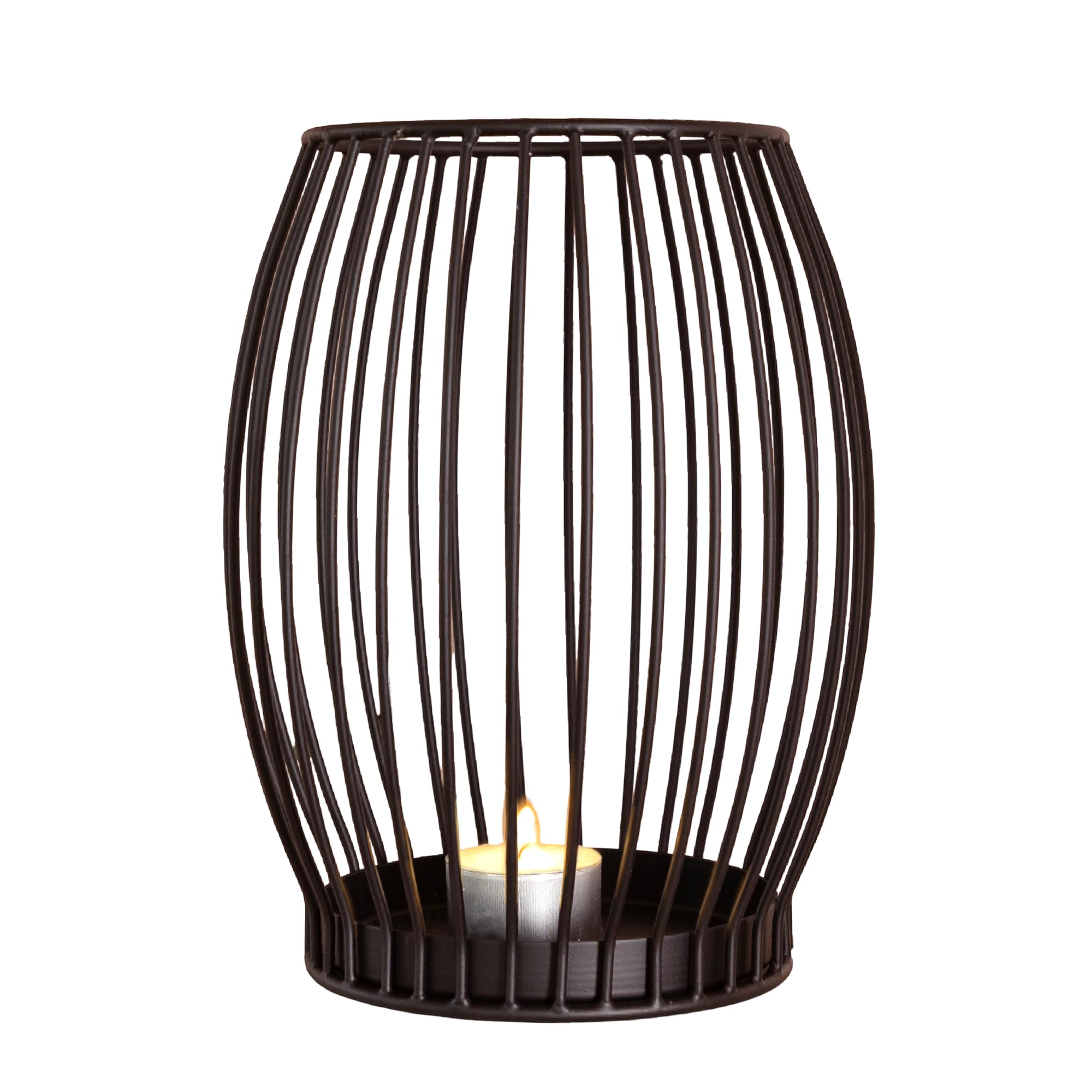 Portavelas Gadgy Negro - Gran portavelas para Velas - Portavelas Negro - Decoración de salón de Velas - Decoración de Velas de Metal - Portavelas Negro - Farol Negro - 20 x 23 cm