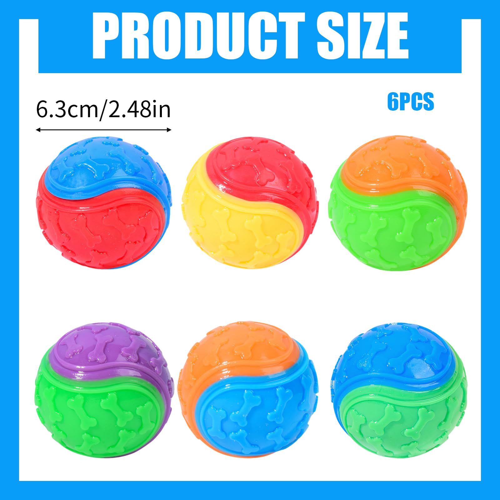 PORUPAEL 6 Pcs Squeaky Dog Ball - Image 2