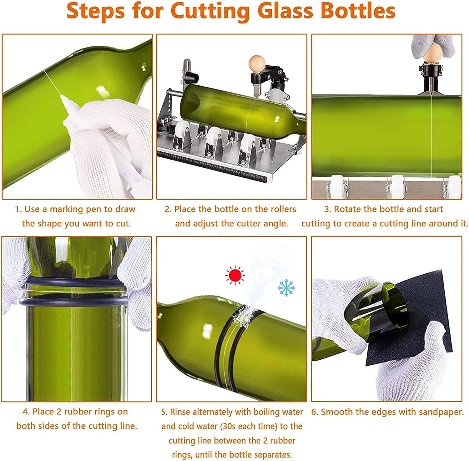 Cortador De Botellas De Vidrio Multifuncional, con Accesorios Completos, Kit De Herramientas De Corte De Vidrio Mejorado para Todas Las Formas Y Diferentes Ángulos, Cerveza, Whisky, Vino