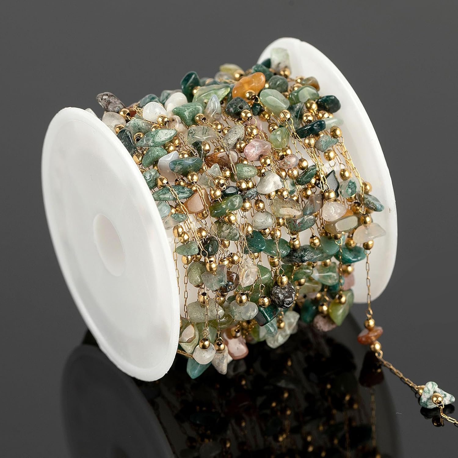 UMAOKANG 4 Meters Gold Plated Stainless Steel Jewelry Chains Bulk Multicolor Natural Raw Healing Crystal Necklace DIY Jewelry Making Supplies - Image 2