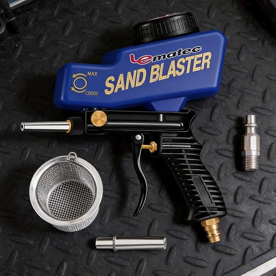 LE LEMATEC Portable Sand Blaster Gun Kit for Air Compressor, 150 PSI