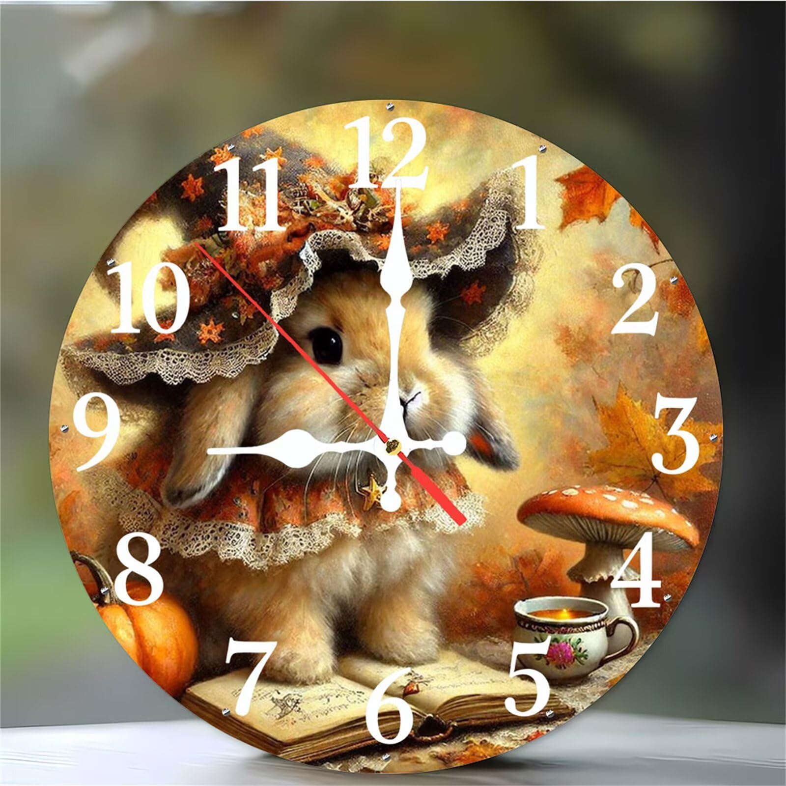 Horloge murale lapin d'automne pendule murale moderne silencieuse
