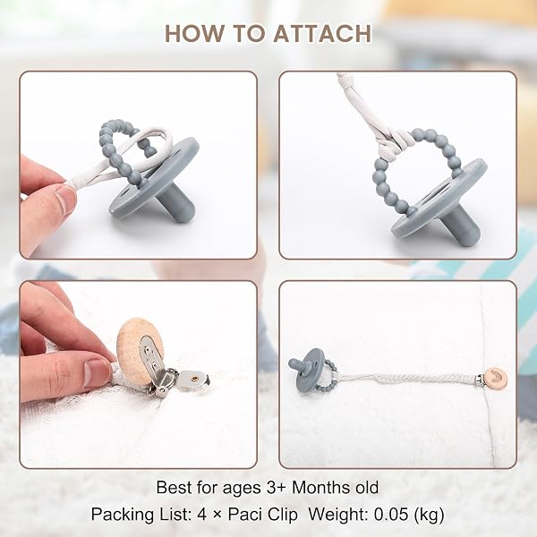 CLDY Baby Schnullerkette Clip, Schnullerkette Junge, Schnullerkette mädchen, Schnullerkette Stoff, Cup Catcher, Trinkbecher Halteriemen für Kinderwagen/Babytrage/Autositz, Schnullerband (4 Pack) - 3