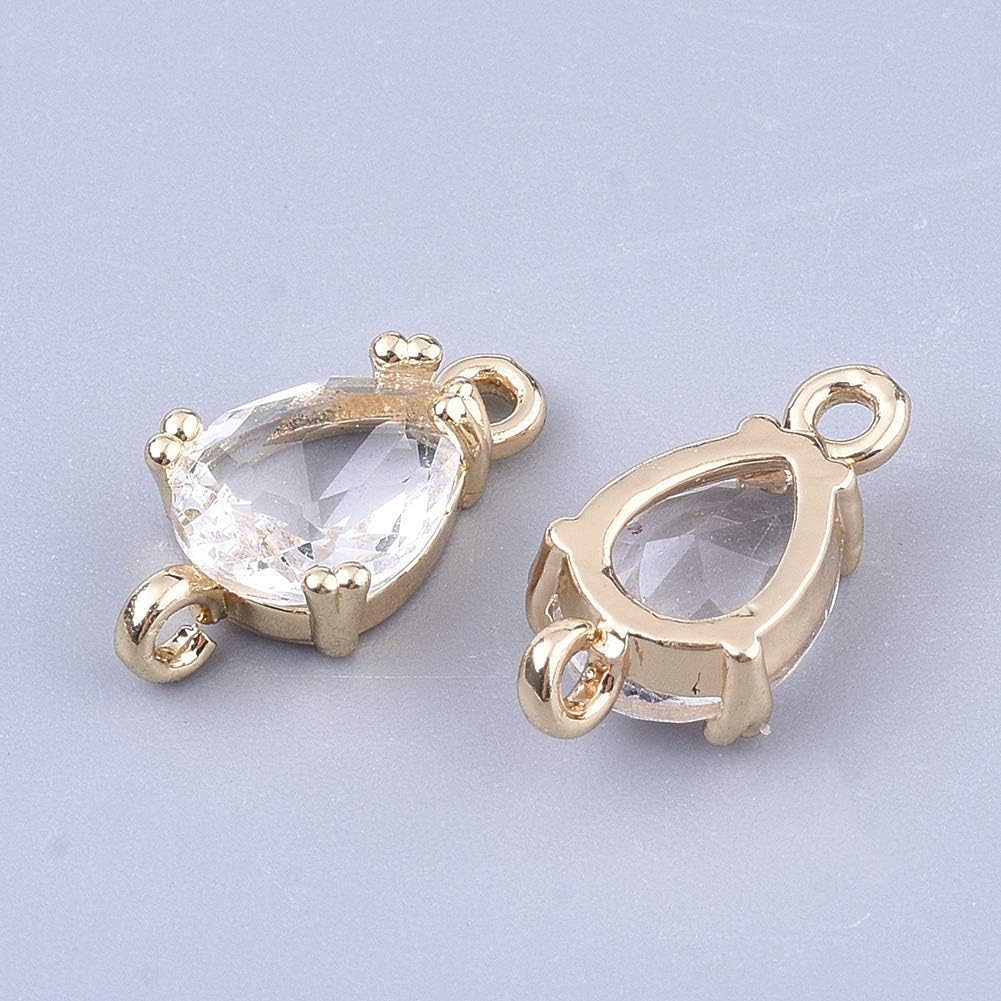 Craftdady 50pcs Clear Waterdrop Crystal Glass Charm Pendants Faceted Teardrop Rhinestone Bead Connectors for Wedding Necklace Earrings Jewelry Making - Image 3