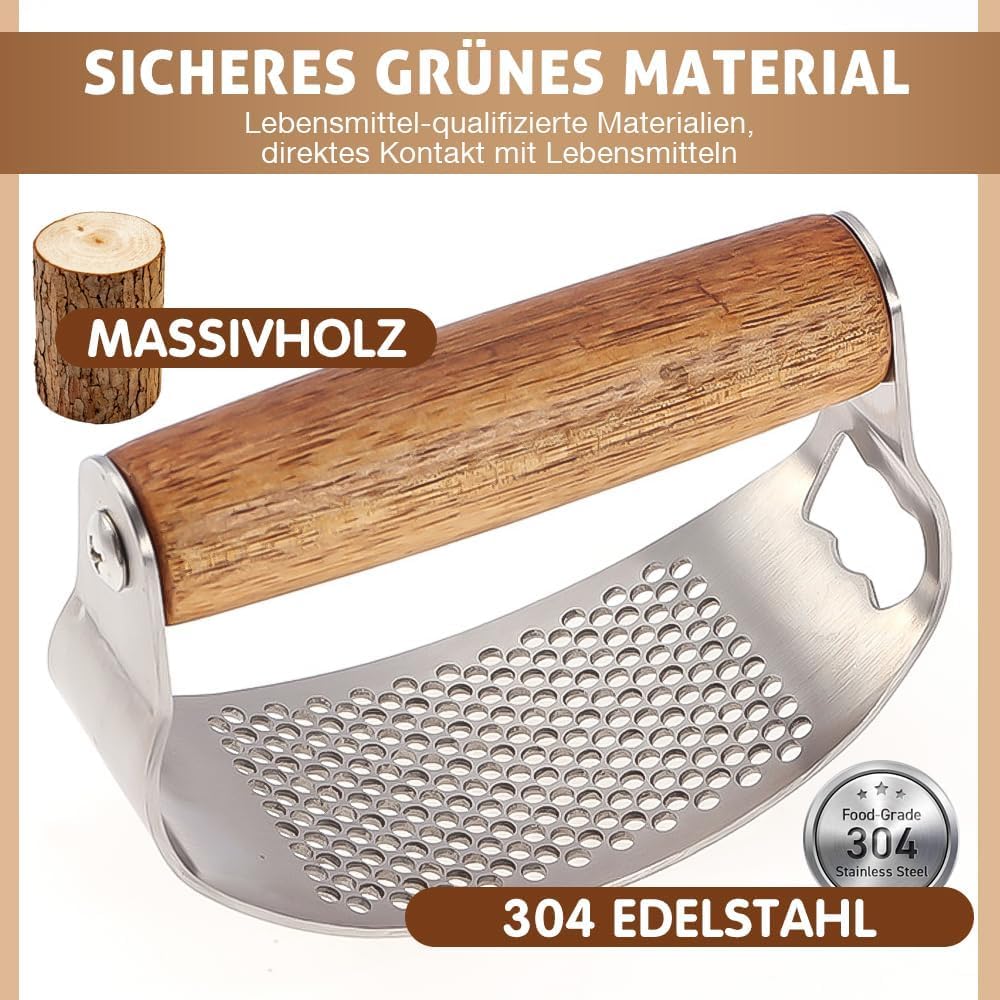2025 Neue Knoblauchpresse Wippe, Edelstahl, manuelle Knoblauchpresse und Zerkleinerer, Ingwer-Knoblauchschneider, Küchenhelfer für einfache Verwendung und Reinigung (2 Stück)