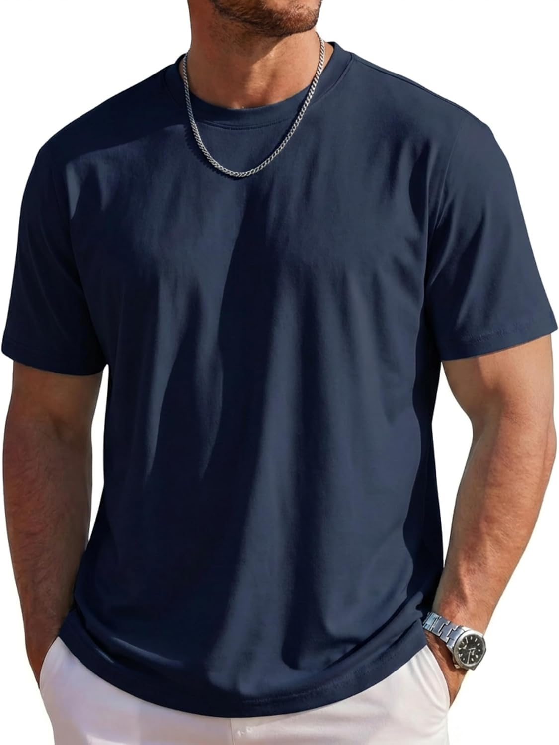 MAGCOMSEN Mens T-Shirts Short Sleeve UPF 80+ Sun Protection Lightweight Moisture Wicking Casual Crew Neck Basic Tees