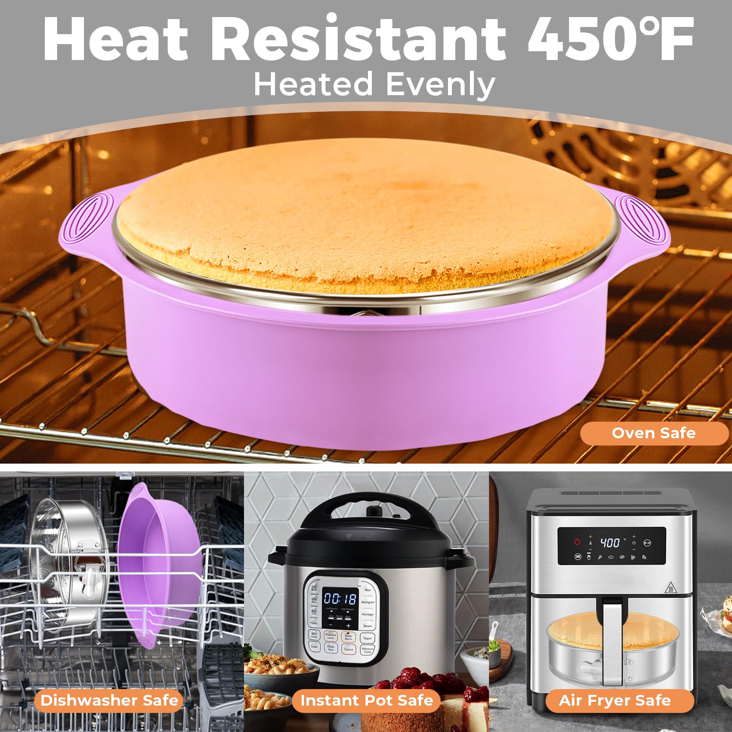 Molde desmontable de acero inoxidable de 9 pulgadas, antiadherente, a prueba de fugas, con protector de sartén, molde de forma de resorte para pastel de queso, molde de 9 pulgadas, moldes para 6