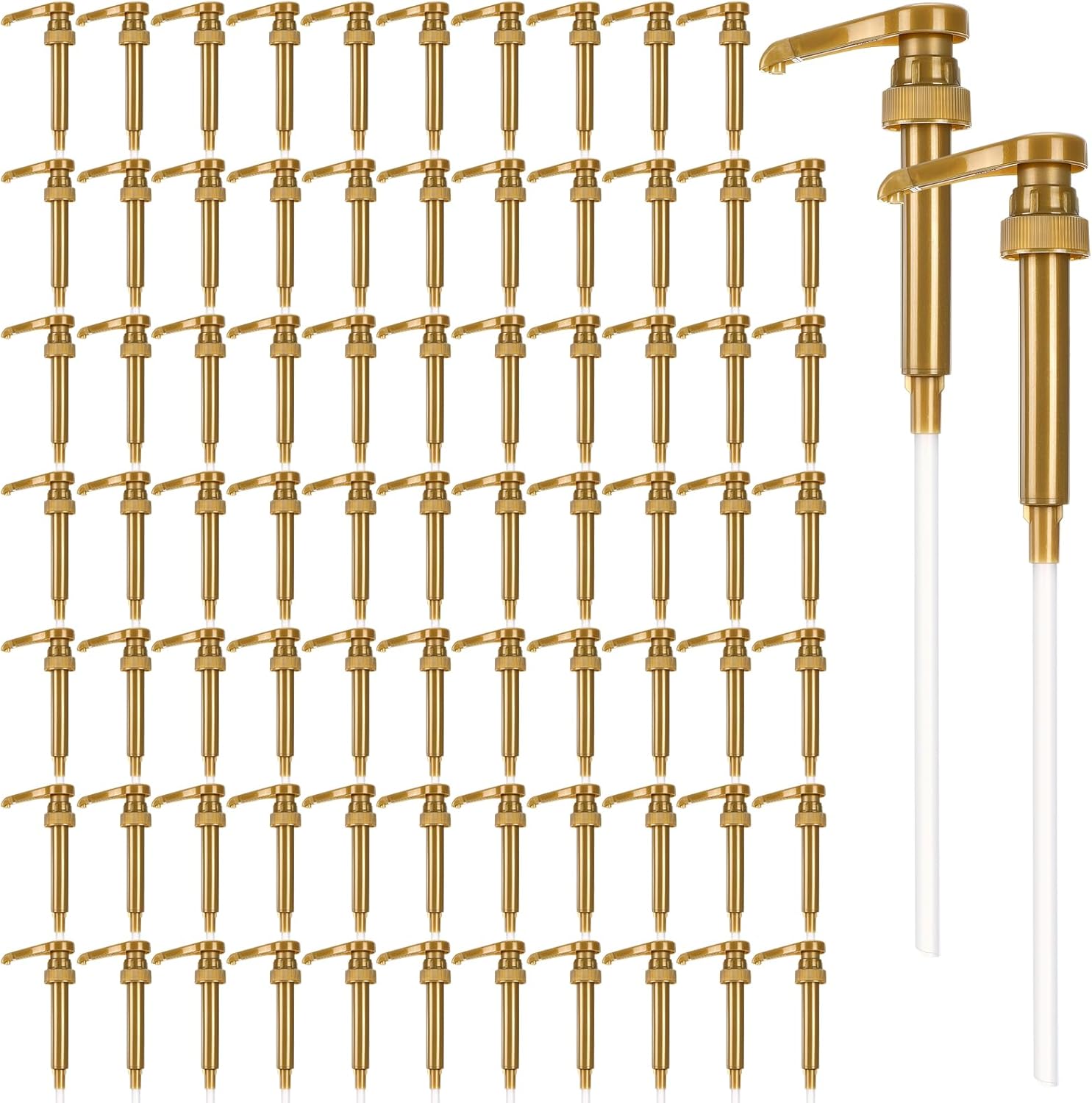 Geetery 50 Pcs Coffee Syrup Pumps Skinny Pumps for 25.4 Oz/750ml Coffee Syrup Bottles for Home Bar Soda Cherry Juice Cocktails(Gold)