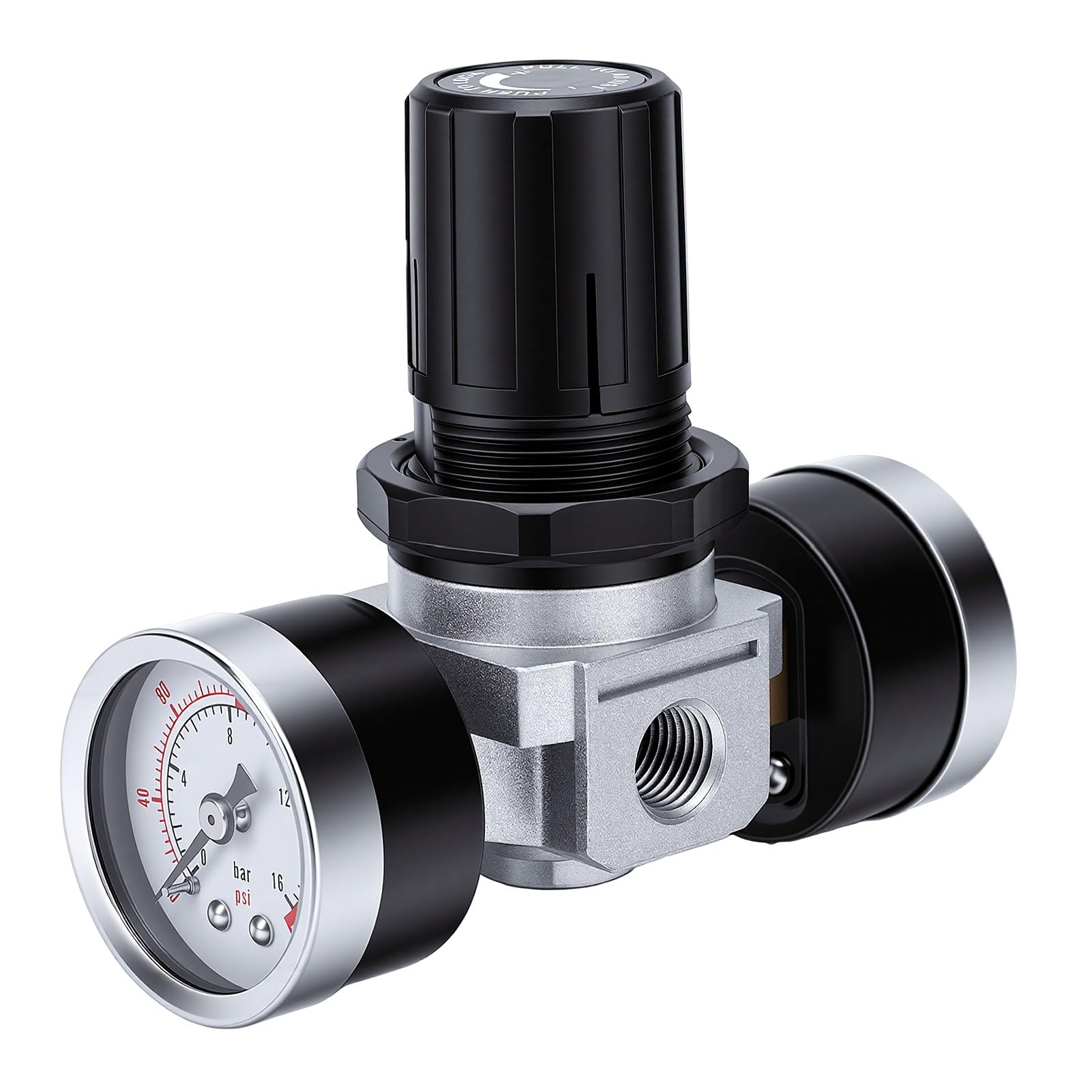 ASHATA Régulateur de Pression D'air avec Manomètre 0-150 PSI 1/4 NPT