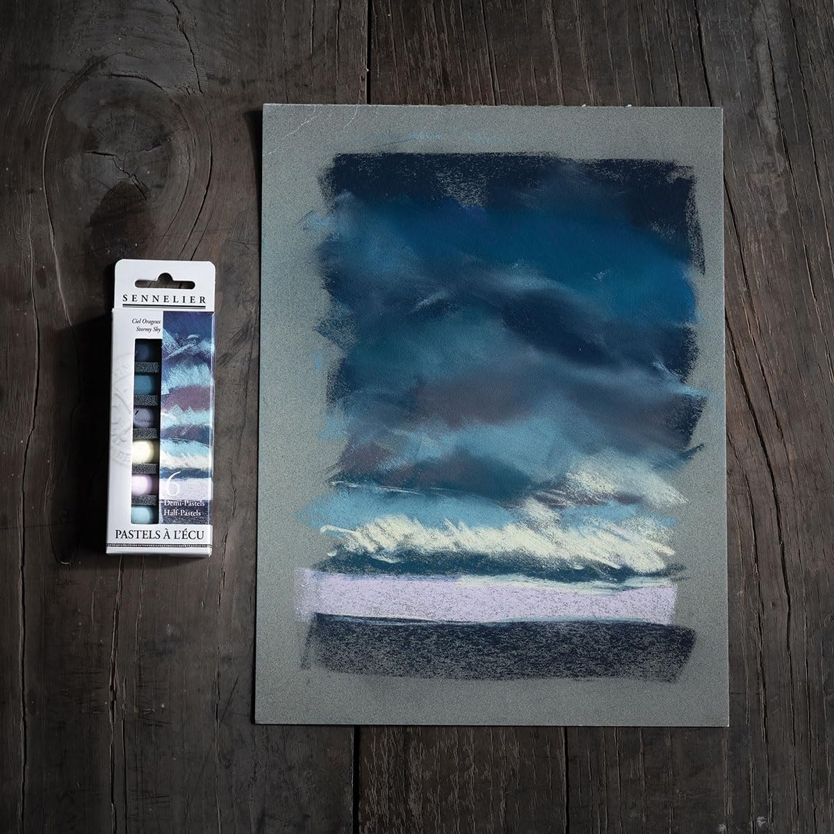 SENNELIER Extra-Soft French Pastel for Professional Artists, Half Pastel Stormy Sky inspired Set of 6