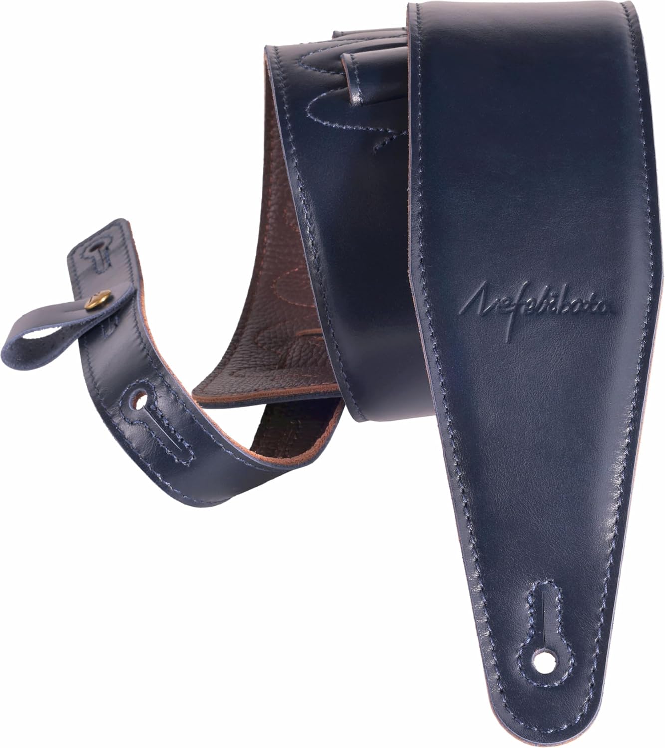 Nefelibata 3" Wide Guitar Strap, Full Grain Italian Leather Adjustable Guitar Straps with Foam Padding for Bass, Electric, and Acoustic Guitars