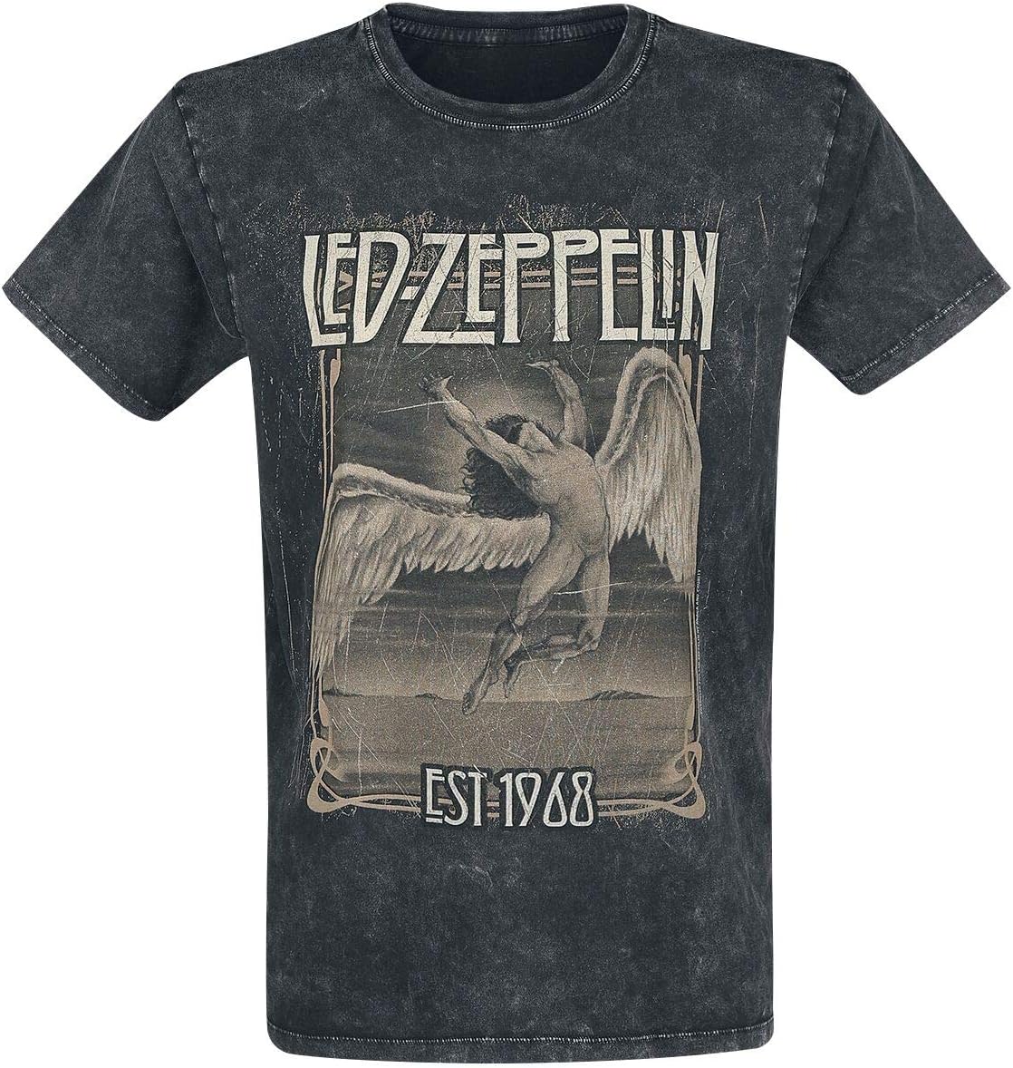 Led Zeppelin Men's Faded Falling T-Shirt Black