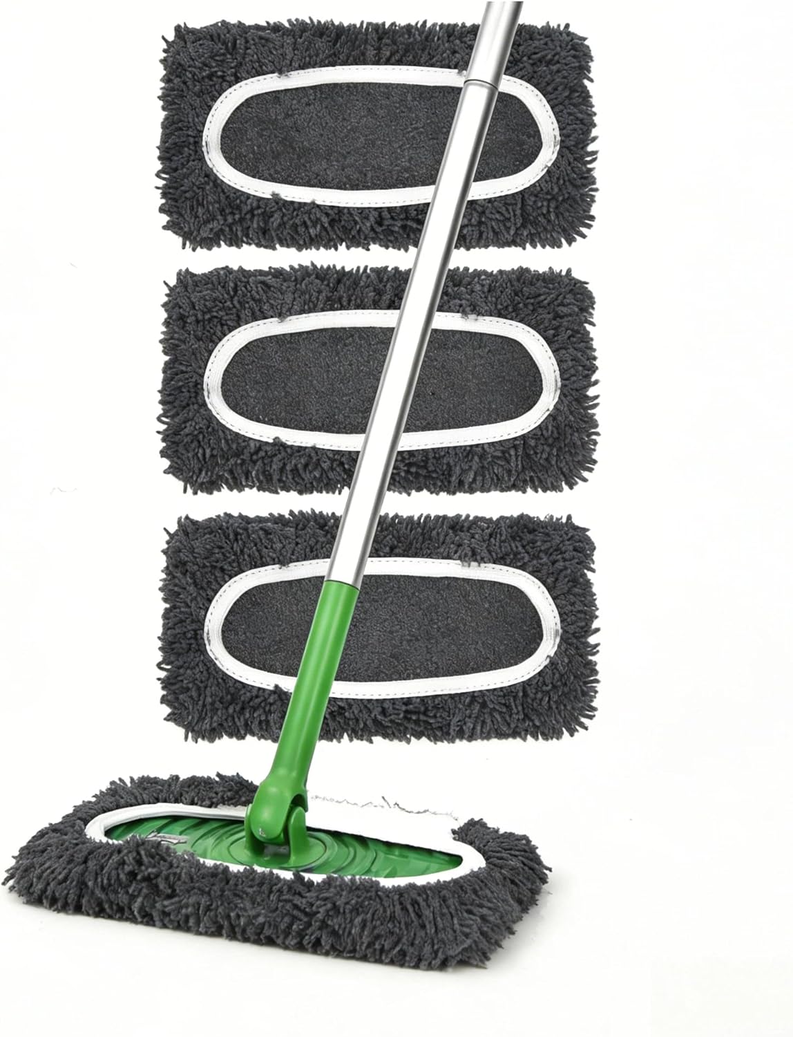 Reusable Microfiber Mop Pads, 3Pcs Replacement Compatible with Swiffer Sweeper Mop, Refills & Washable Dry Sweeping Cloths for Surface Hardwood Floor Cleaning(Grass Green)