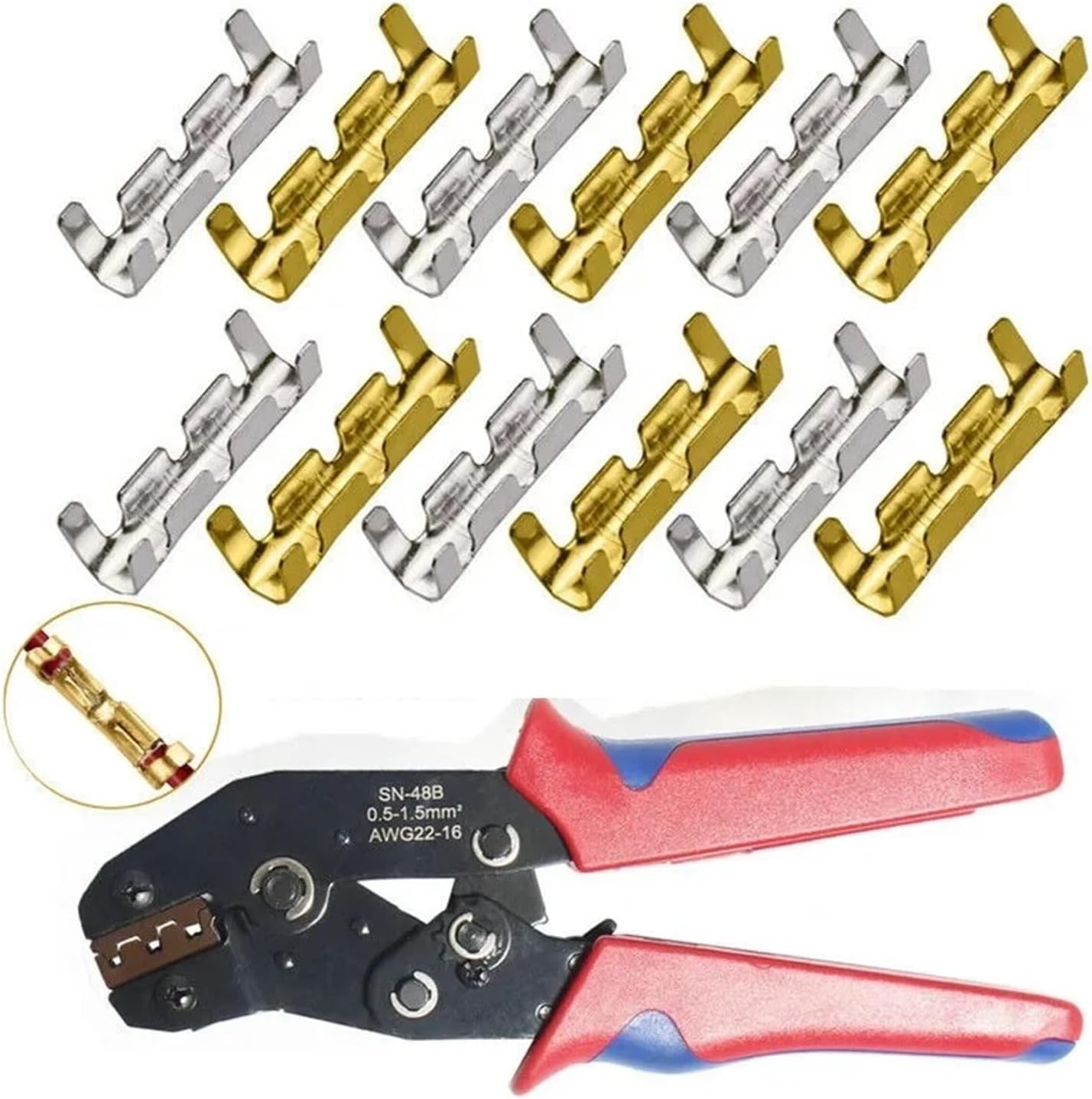200Pcs Wire Crimp Connector Set with Pliers Tools U-shaped Copper Buckle Wiring Accessories Electrical Terminal Kit for Cable VUQLDHAYZ