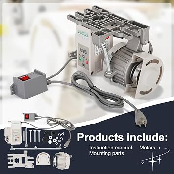 Sewing Machine Servo Motor, AC110V 1000W Industrial Brushless Sewing Machine Motor with Controller and Foot Switch, Adjustable Speed 200–6000 RPM, CW/CCW Rotation, Low Noise, Energy Saving