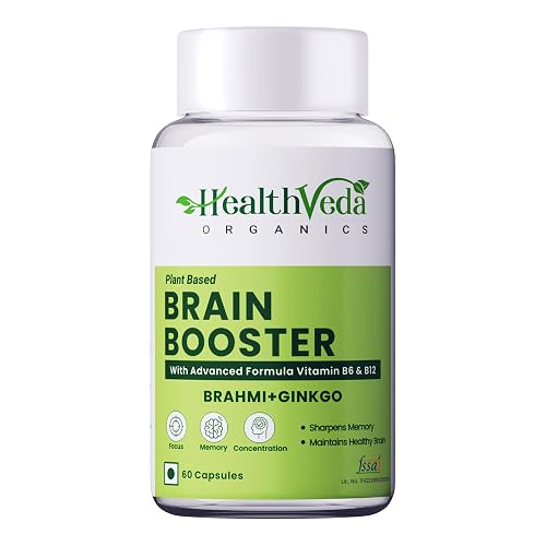 HEALTH VEDA ORGANICS PRIVATE LIMITED Plant Based Brain Booster With Ginkgo Biloba & Brahmi