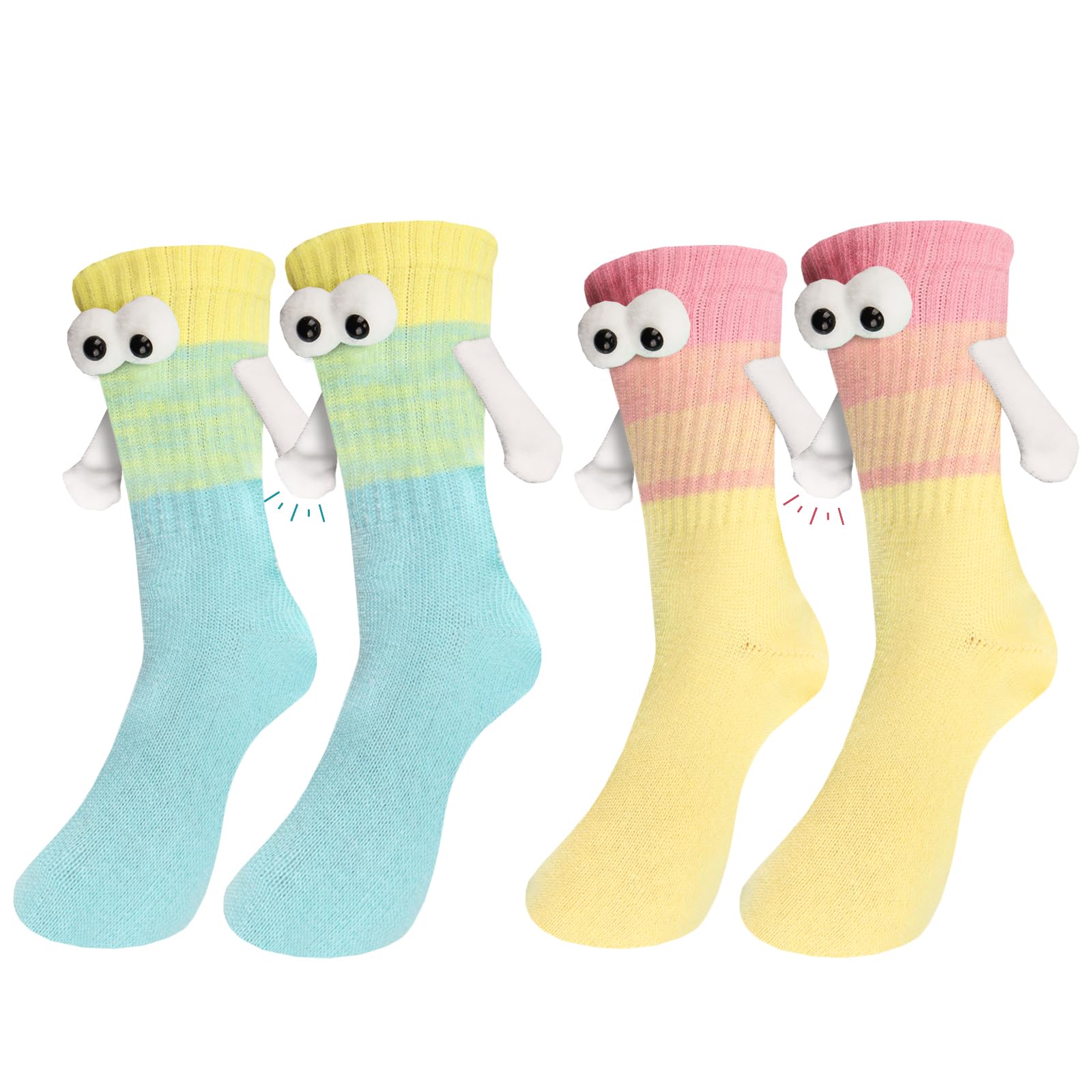 Sponsored Ad - 3D Dolls Funny Magnetic Holding Hands Socks 2 Pairs Magnetic Hands Crazy Socks for Couples Friends Besties Graduation Gifts
