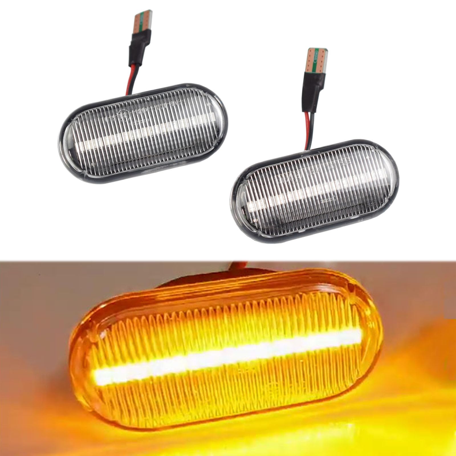 2pcs Dynamic LED Side Marker Lights 12V Flowing Turn Signal Light Assembly For Nissan Qashqai J10 Micra C Frontier D40 Navara Versa Xterr NP300 (Clear)