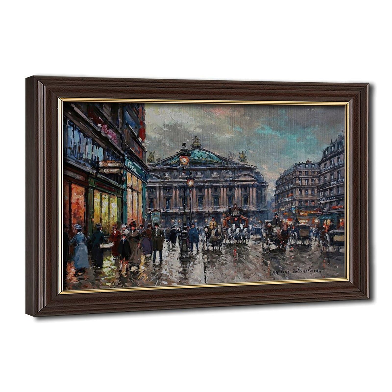 WCYB Stretched Canvas The Paris Opera House Palais Garnier by Antoine Blanchard Street Scenes Posters Prints Canvas Deco Paintings Wall Art Hangable Frame