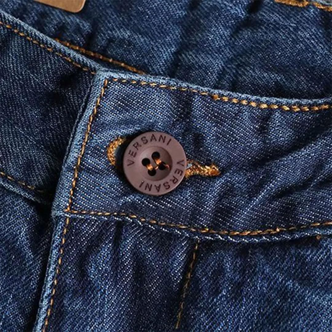 Men’S Denim Shorts Slim Fit Straight Wide Leg Button Fly Minimalist Casual Shorts