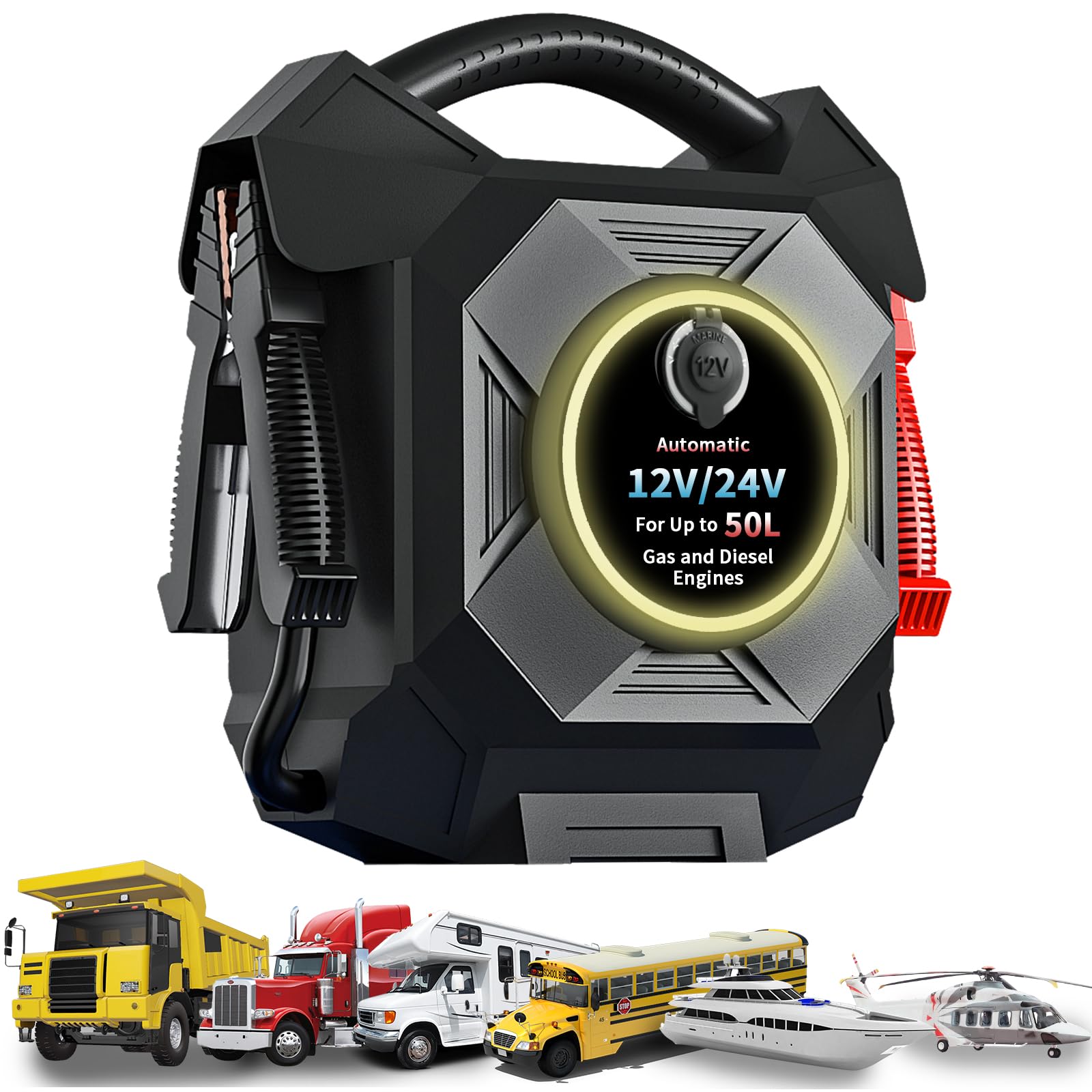 10000A Portable Jump Starter 12V 24V Car Battery Charger Power Bank for Cars Trucks RVs Boats and More