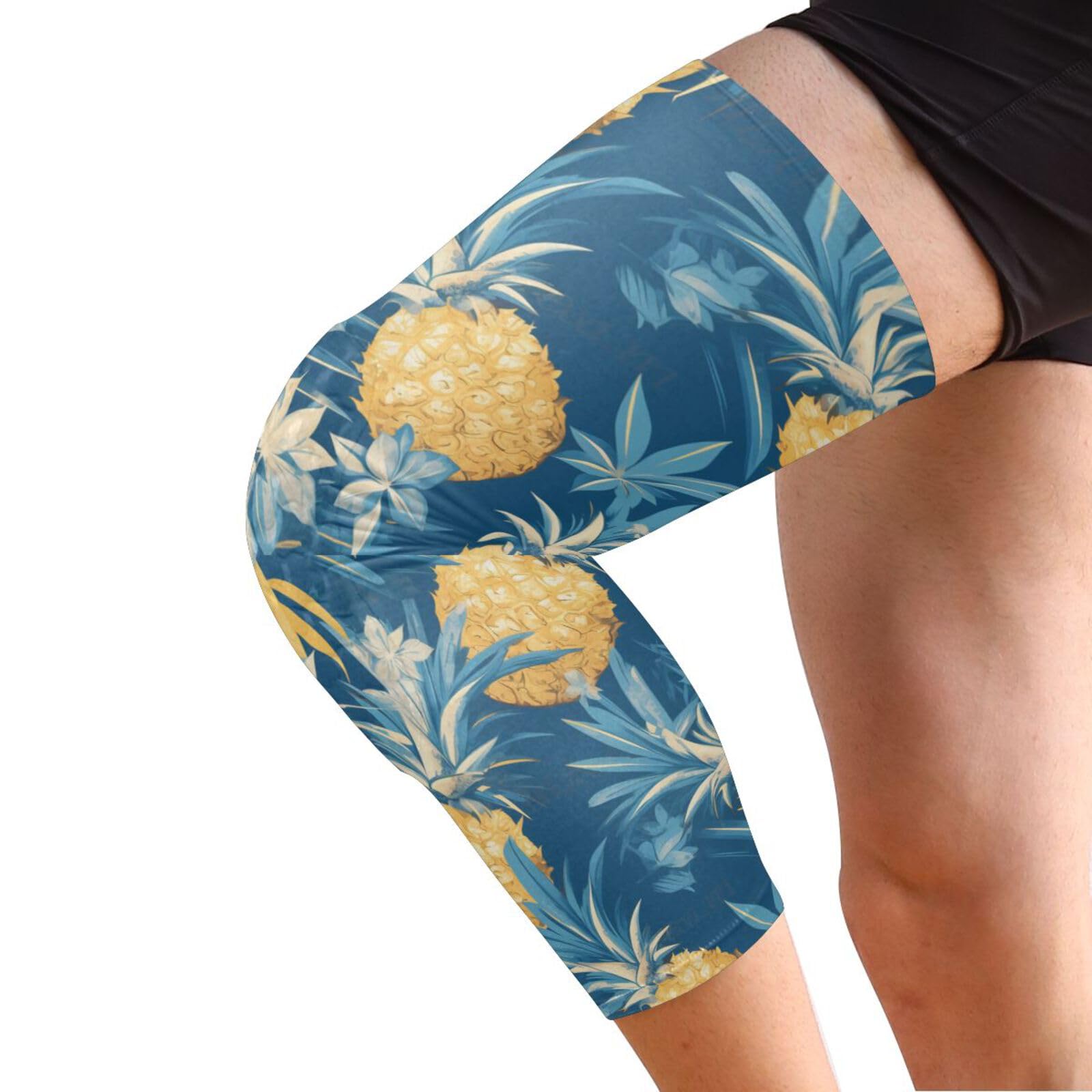JUNZAN Tropical Pineapples Blue Basketball Knee Pads for Youth Kids Wrestling Knee Pads with Sleeves Sport Kneepads for Volleyball Football