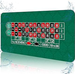 70'' x 35'' Upgraded Waterproof Casino Roulette Tabletop Layout Mat with Carrying Bag, Anti-Slip Rubber Roulette Game Layout Table Top Cover for Parties, Home Entertainment, Game Night