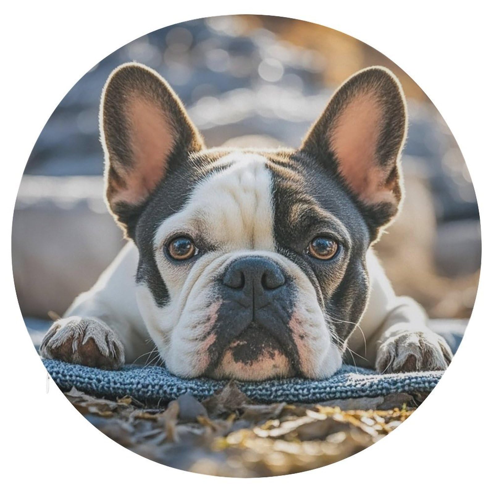 LZQPOEAS French Bulldog Dog Cute Swivel Seat Cushion with Supportive Memory Foam Comfort Round Bar Stool Cushion 15.3" Diameter Rotating Seat Cushions Fashion Chair Pad for Car Office Home
