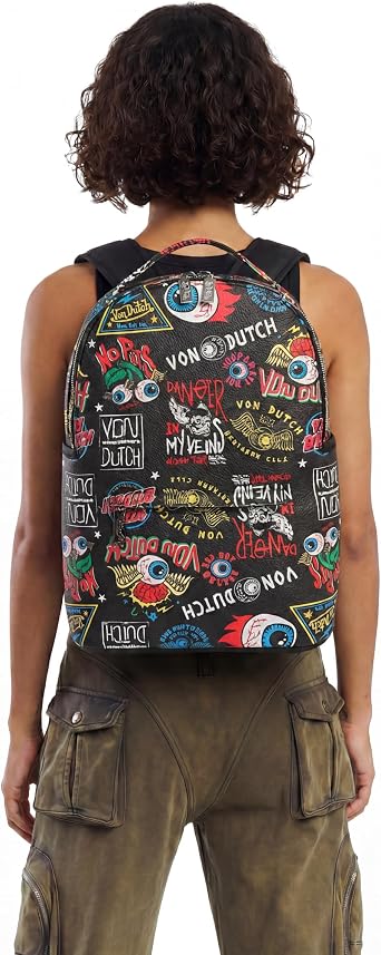Von Dutch Large Backpack - Stylish Multi-Purpose Backpack | Backpack with Front Zip Pocket, Adjustable Straps, and Durable Design