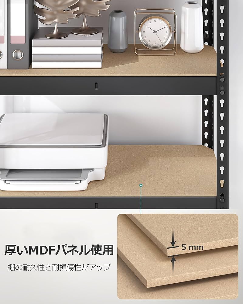 SONGMICS スチールラック 5段 幅90cm スチールシェルフ SONGMICS スチールラック 5段 幅90cm スチールシェルフ オープン