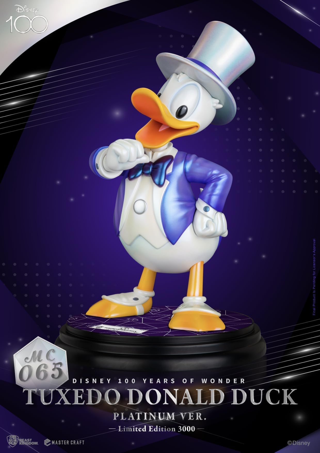 Beast Kingdom Toys Disney 100th Master Craft Tuxedo Donald Duck Statue (Platinum Ver.)