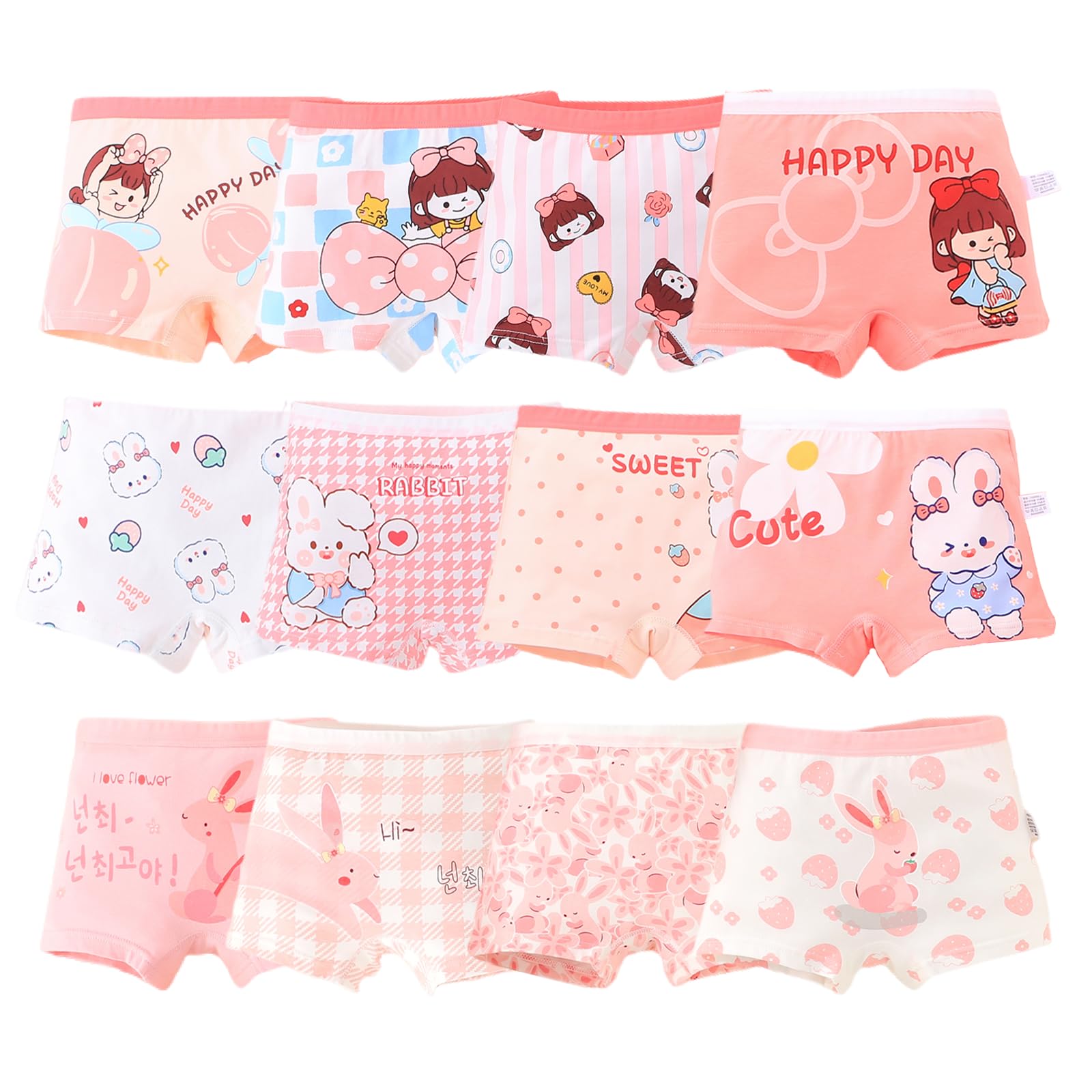 Slip Boxer in Cotone Bambine e Ragazze Mutande Cotone 2-14 Anni Confezione da 12