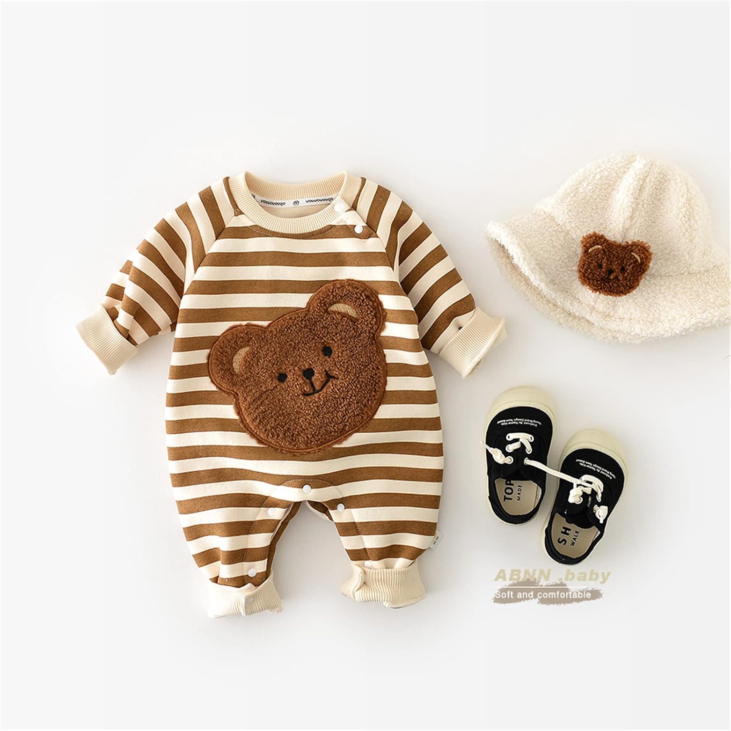Clothes Stripe Bear Jumpsuit Spring Outfit Long Sleeves Bodysuits For Baby Girls Boys Unisex Infant Coveralls Baby Su