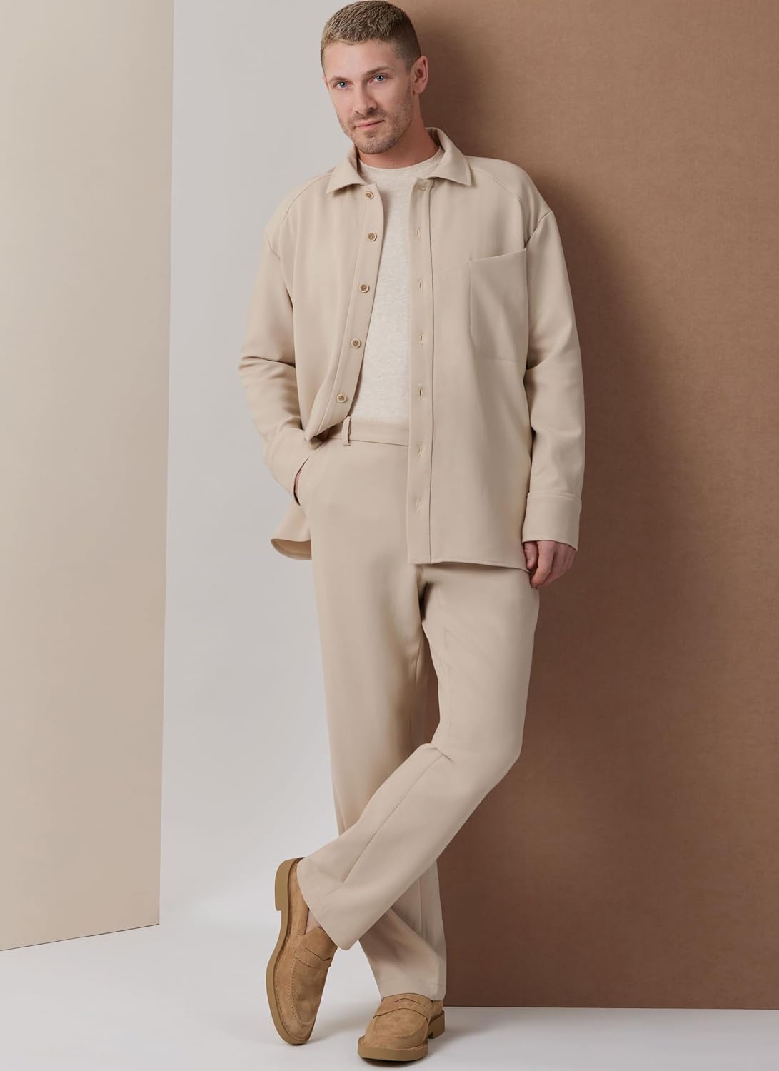 Vogue V2142BB Men's Relaxed Fit Drop Shoulder Shirt and Straight Fit Pants Sewing Pattern Packet, Design Code V2142, Sizes 44-46-48-50-52