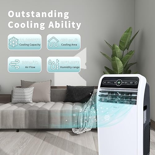 Vista 18 de Shinco 8,000 BTU aire acondicionado portátil con función de deshumidificador incorporada, modo ventilador, unidad de CA silenciosa que enfría