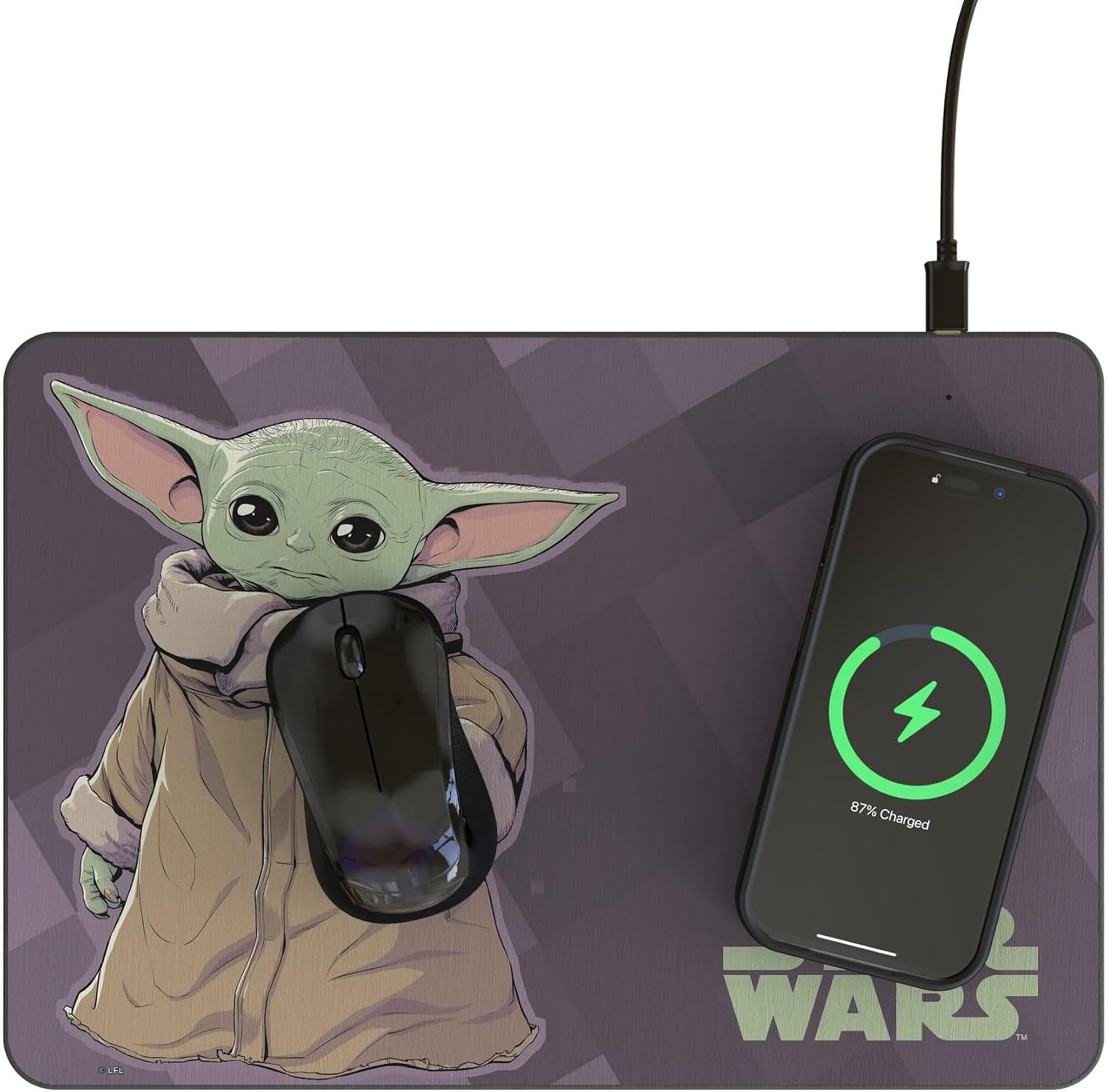 Star Wars: The Mandalorian Grogu Color Block 15-Watt Wireless Charger and Mouse Pad