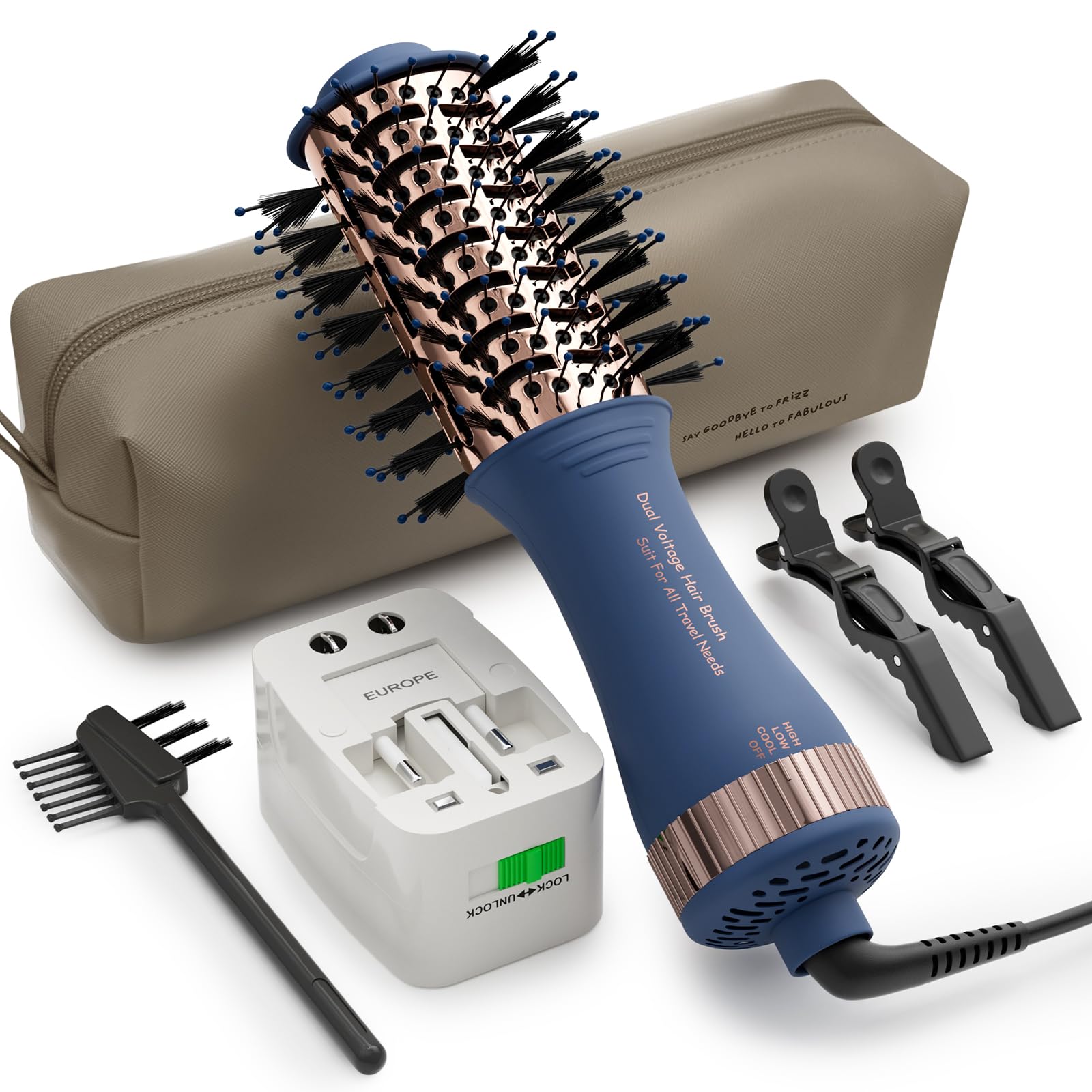 Olaermoso Dual Voltage Travel Hair Dryer Brush