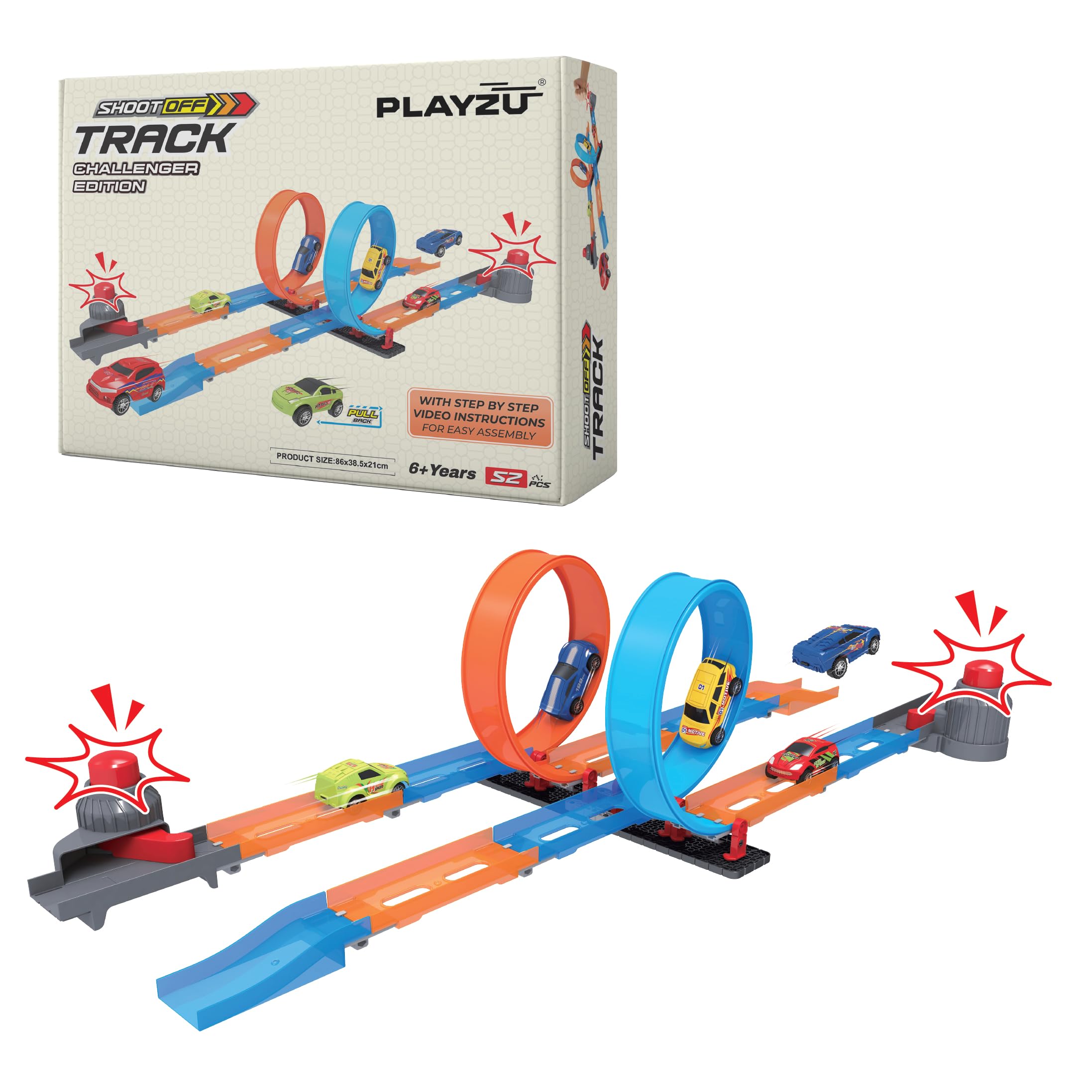 Playzu Shoot Off Challenger Edition Track Set, 52 Pcs Single Twist Loop & 2 Car Track Play Set for 2 Players 6+ Years Kids Boys and Girls (B0CTTGB3YZ) Amazon Price History, Amazon Price Tracker