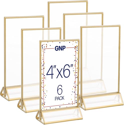 Great Northern Party - Marcos de fotos de 4 x 6 pulgadas, juego de 6 marcos flotantes para números de mesa, carteles de boda, fotos o decoración de