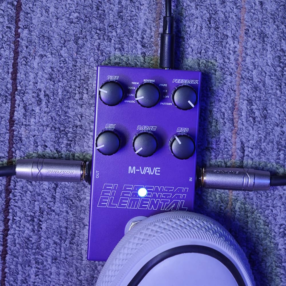 Elemental Compact Guitar Delay Pedal with 9 Psychedelic Delay Effects, 3000ms Max Time, Tap/Hold Modes & High-Performance DSP – Artistic Metal Ambient Echo Simulator : Musical Instruments