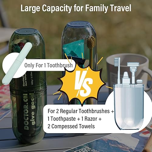 Miniatura 3 de Soporte para cepillo de dientes de viaje, vaso multifuncional para cepillos de dientes, estuche portátil 4 en 1, kit de cepillo de dientes de viaje