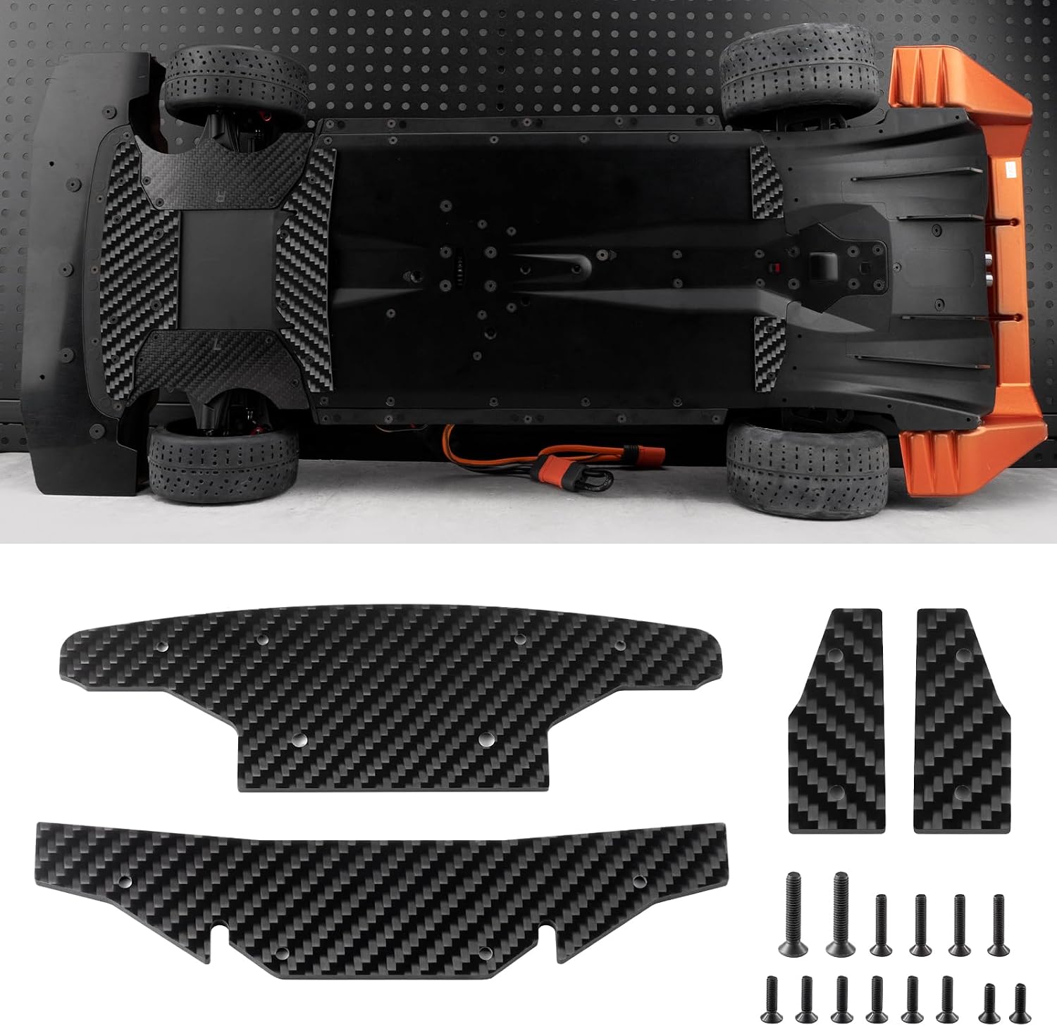RCHUBAM 1/7 RC Side Skid Plate 4pcs Protector Side Skid Plate Carbon Fiber Chassis Side Guard Armor Comaptible with Arrma 1/7 Felony 6S RC Car Upgrades