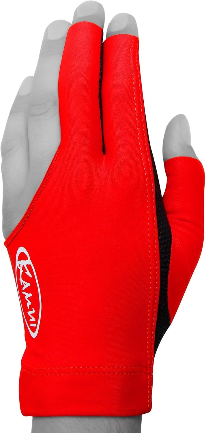KAMUI Billiard Glove - Quickdry - for Left Hand (Red, Small)
